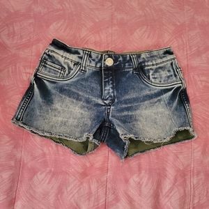 Distressed Bleach/Camo Short Shorts